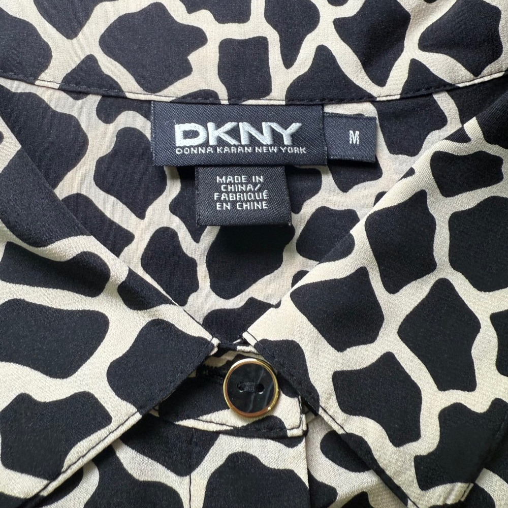 DKNY Donna Karan New York Animal Print‎ Silk Button Down Shirt Long Sleeve M - Picture 3 of 10
